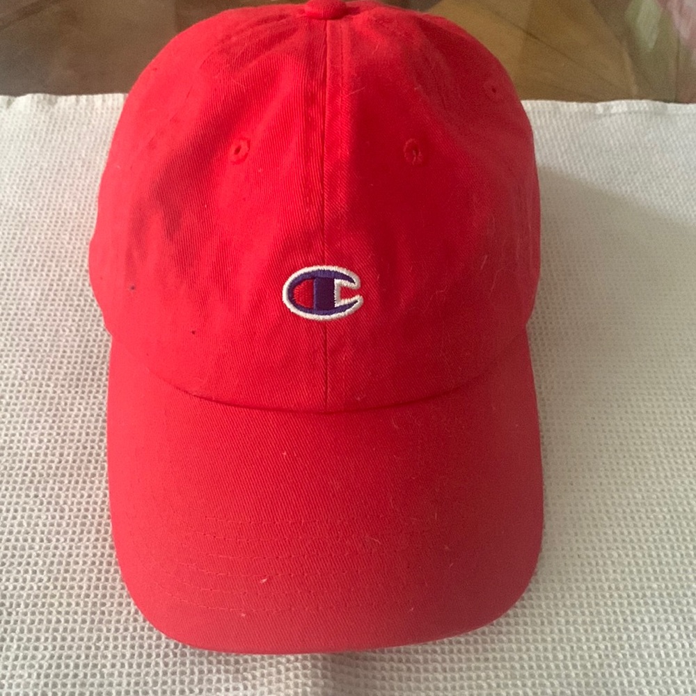 Champion red adjustable cotton baseball cap